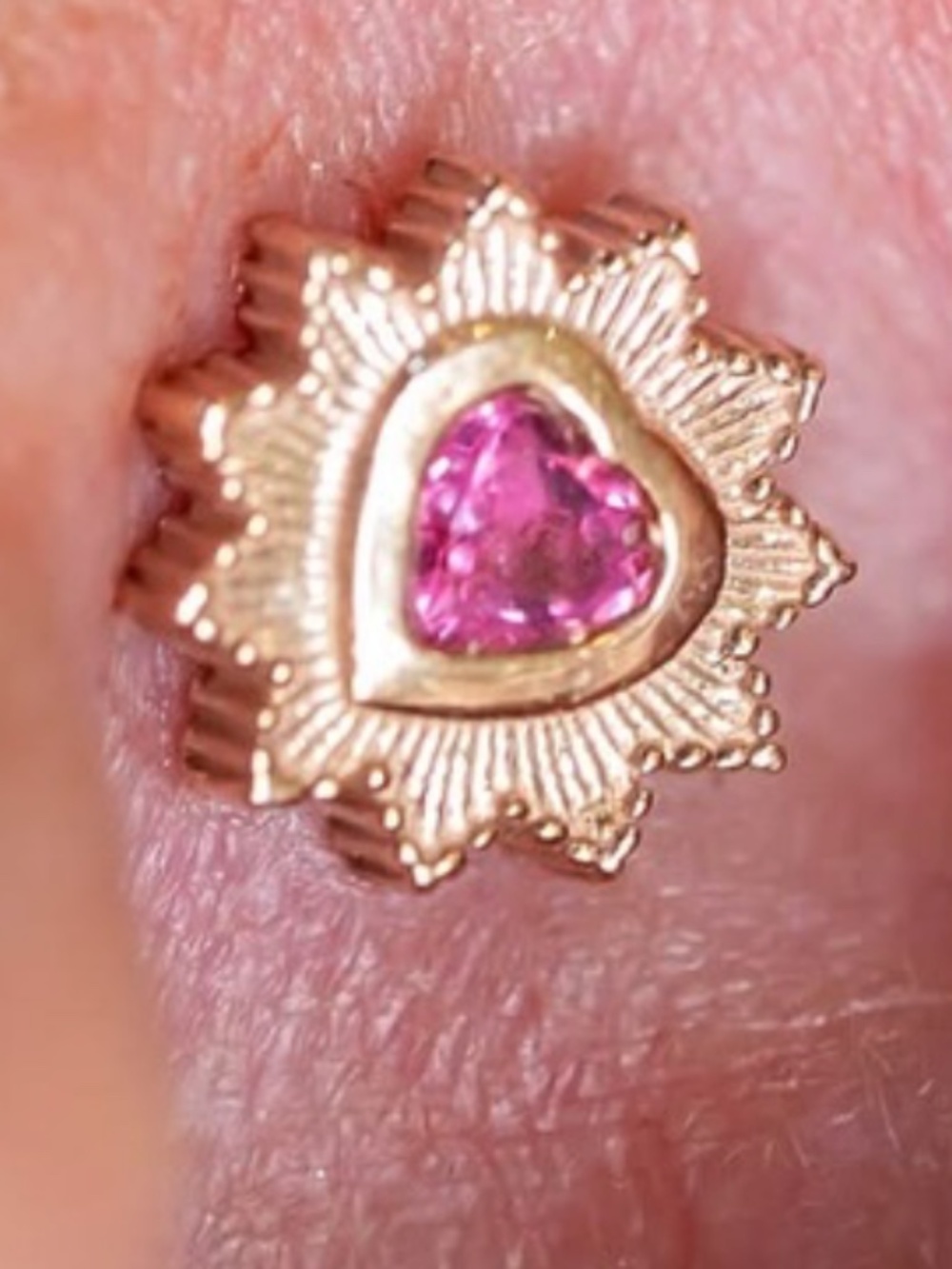 BVLA Milagro threaded 14K Pink Tourmaline includes 18K 16g post